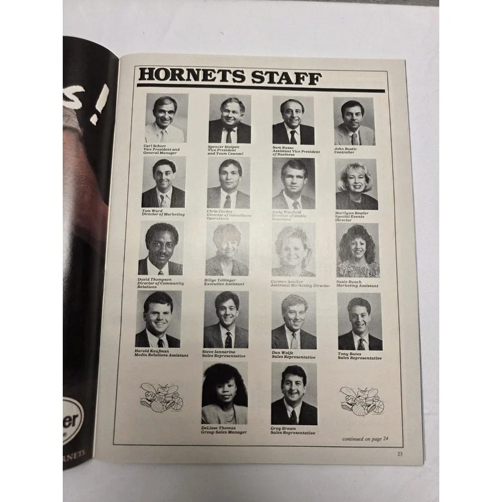 1988 Charlotte Hornets Premiere Night Hoops Magazine Program 11/04/1988